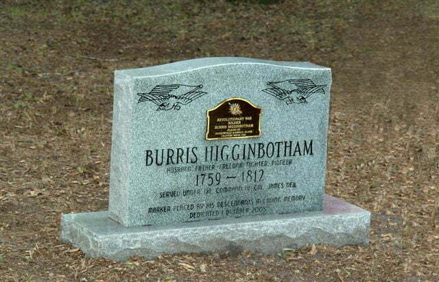 Burris Higginbotham Grave 1759-1812