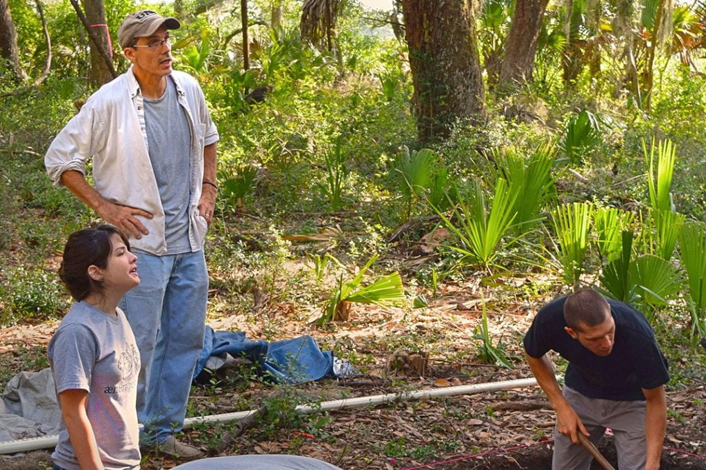 Professor Keith Ashley with a couple of his students at the Sarabay dig site on Big Talbot Island.