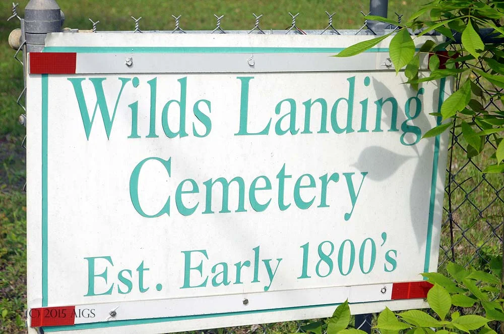 Wilds Landing Cemetery Sign