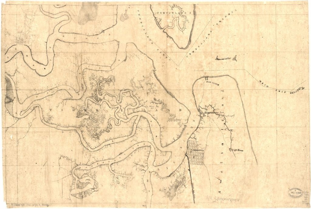 1860s Map of Fernandina region, Florida