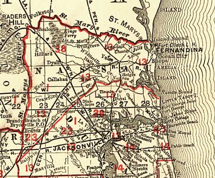 1900 Nassau County Map from the Rand, McNally & Co. Atlas